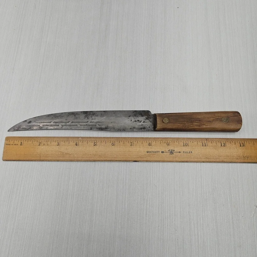 Vintage Old Hickory Ontario Knife Co Tru-Edge Carbon Steel Slicer Made in USA